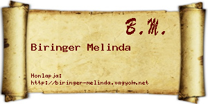 Biringer Melinda névjegykártya